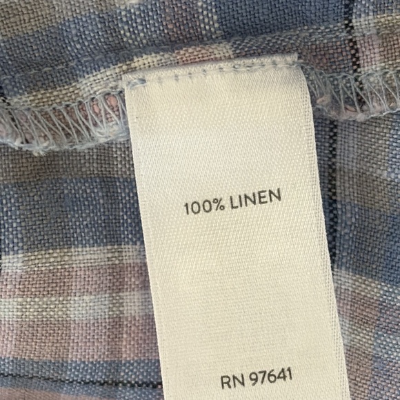 J Jill The Madras Maxi Dress 100% Linen Sleeveless Relaxed Fit Pockets Blue Sz M - Picture 12 of 14